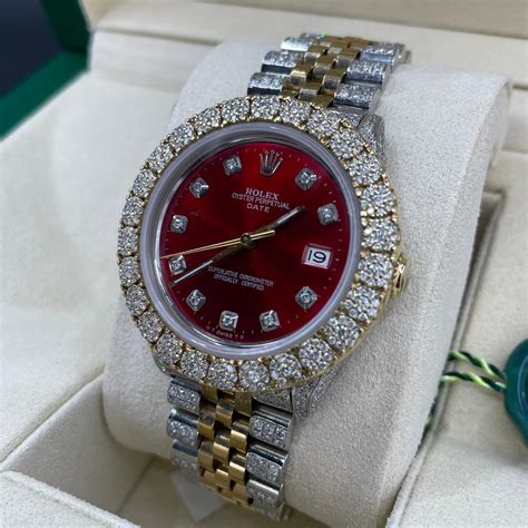 bust down rolex red face replica|rolex bust down vvs diamonds.